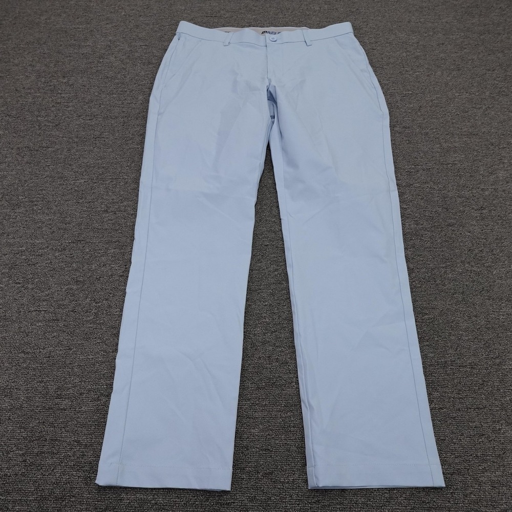 MAELREG Proflex Pants Mens 32x30 Light Blue Microfiber Chino Straight Leg Casual
